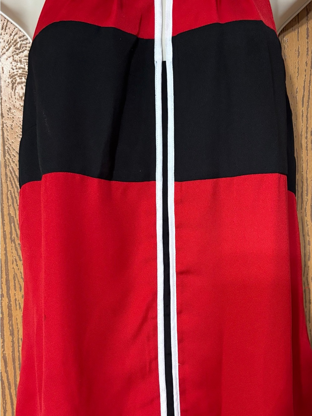 Worthington Red and Black Colorblock Women’s Blouse with Contrast Stripe